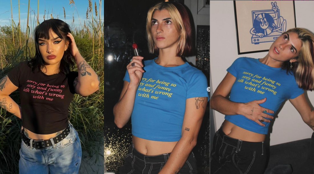 Why the "Sorry For Being So Sexy and Funny" Y2K Baby Tee from Cherrykitten is a Must-Have