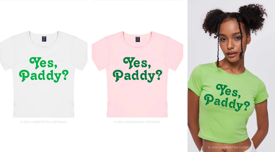 Discover Yes Paddy St Patricks Y2K Baby Tee from Cherrykitten