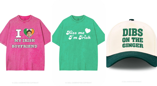 Celebrate St. Patrick’s Day 2025 with Cherrykitten Funny Y2K Washed Shirts