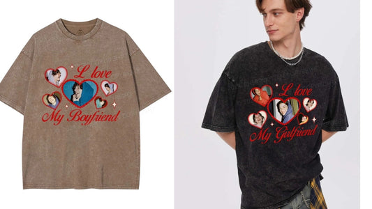 Celebrate Love with the Custom Boyfriend Photos Y2K Valentine's Day Washed Tee from Cherrykitten