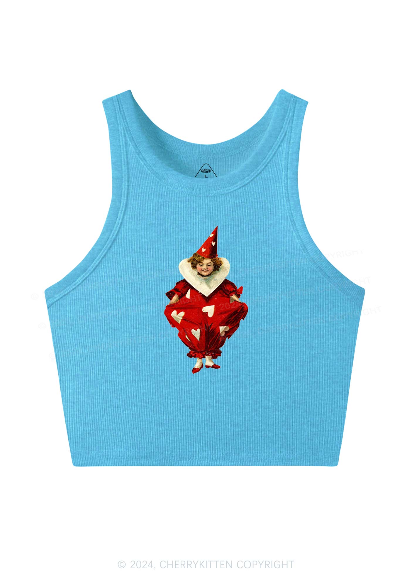 Heart Jester Y2K Valentine's Day Crop Tank Top Cherrykitten