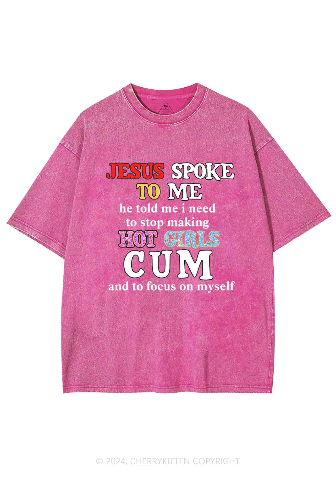 Stop Making Hot Girls Cum Y2K Washed Tee Cherrykitten