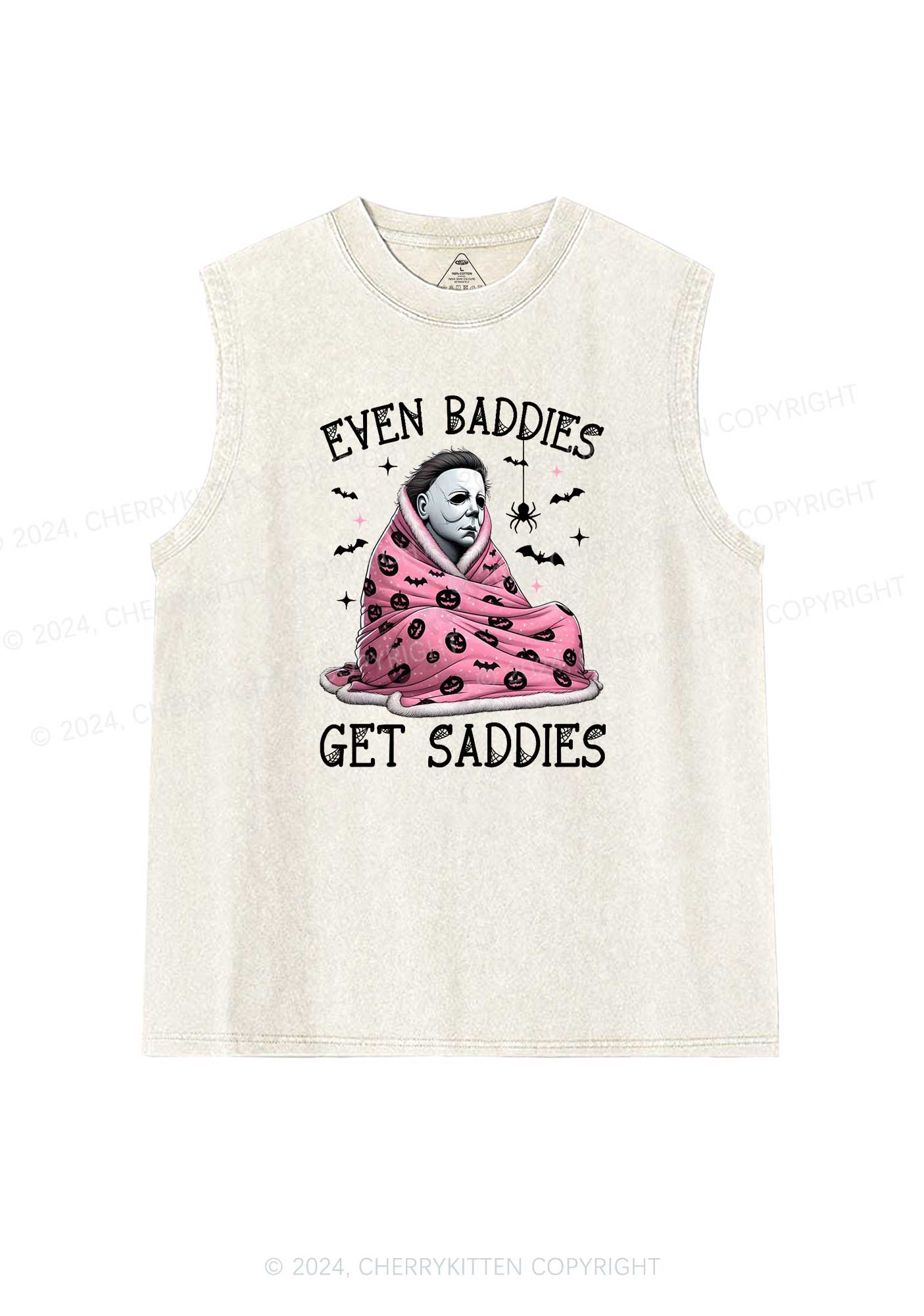 Halloween Baddies Get Saddies Y2K Washed Tank Cherrykitten