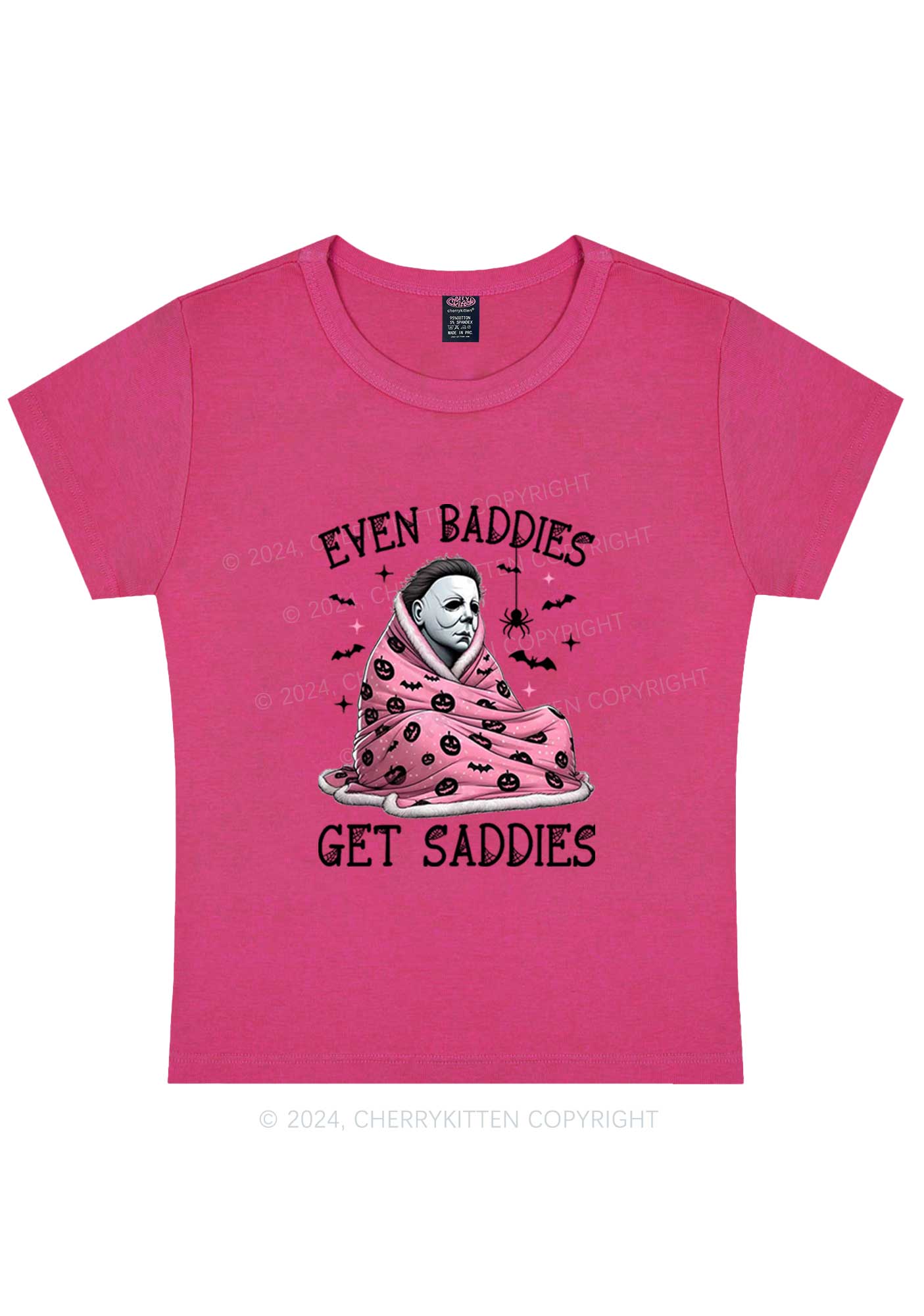 Halloween Baddies Get Saddies Y2K Baby Tee Cherrykitten