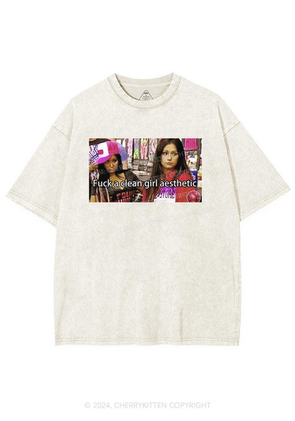 Clean Girl Aesthetic Y2K Washed Tee Cherrykitten