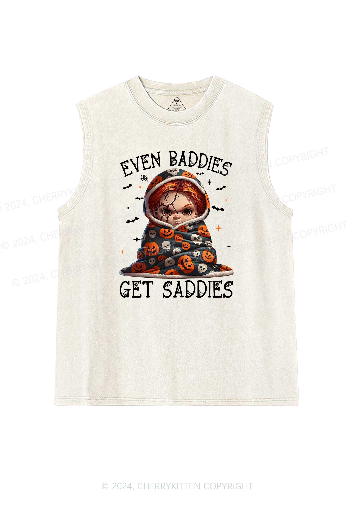 Halloween Baddies Pumpkin Y2K Washed Tank Cherrykitten