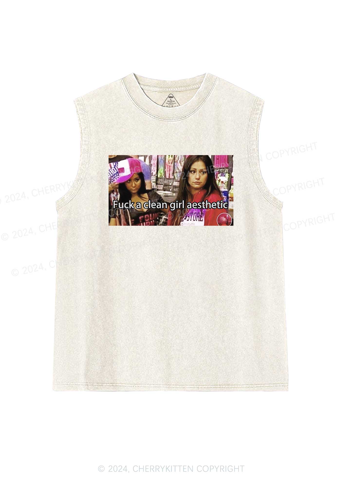 Clean Girl Aesthetic Y2K Washed Tank Cherrykitten