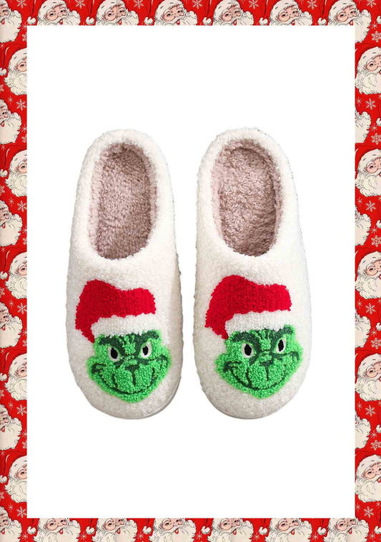 Christmas Y2K White Plush Slippers