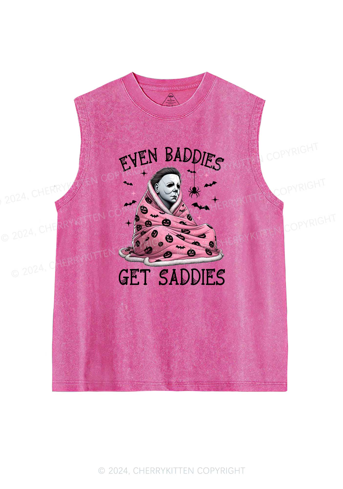 Halloween Baddies Get Saddies Y2K Washed Tank Cherrykitten