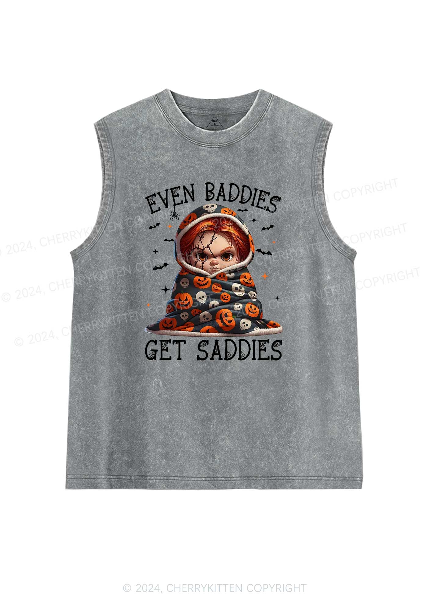 Halloween Baddies Pumpkin Y2K Washed Tank Cherrykitten