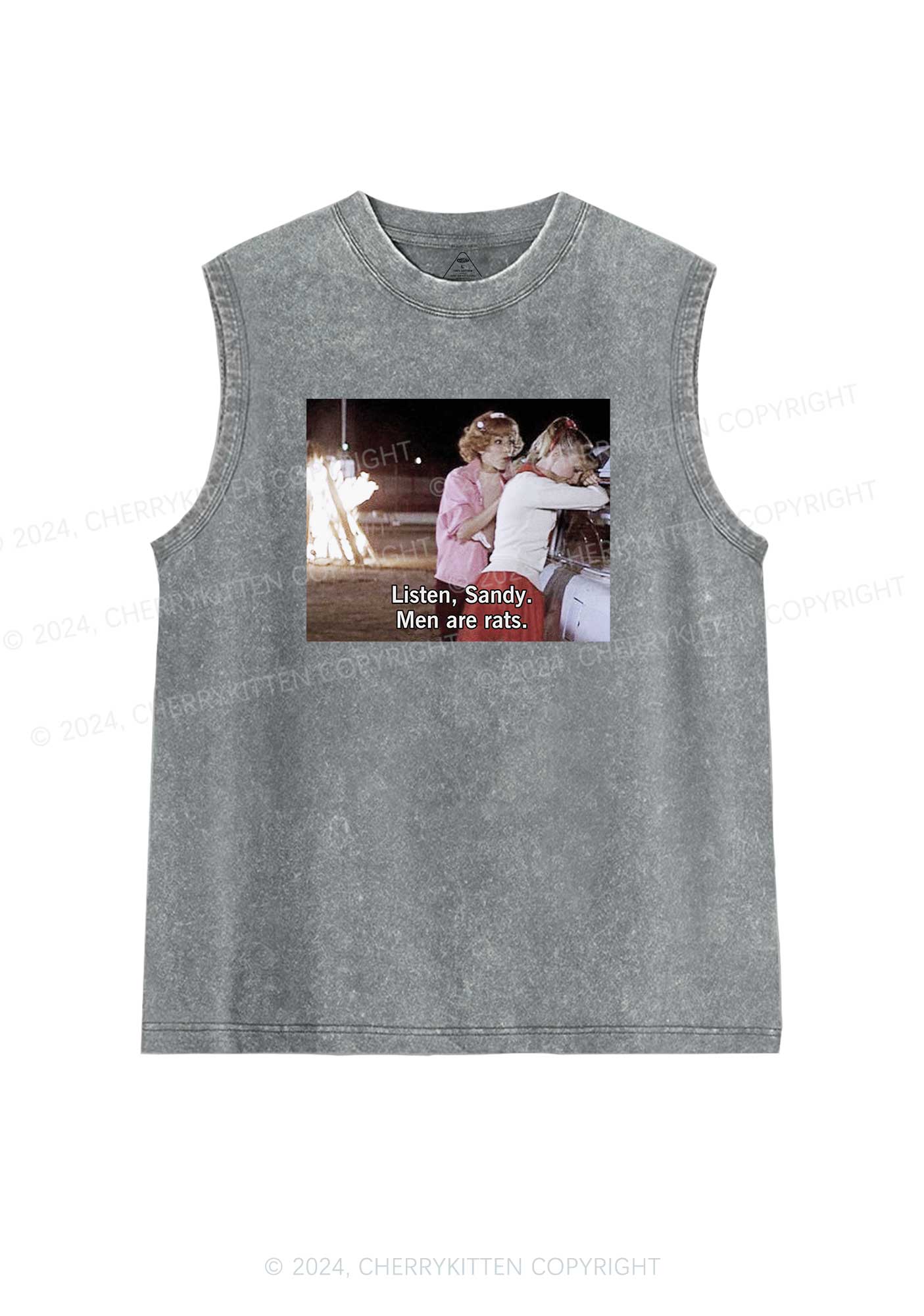 Men Are Rats Y2K Washed Tank Cherrykitten