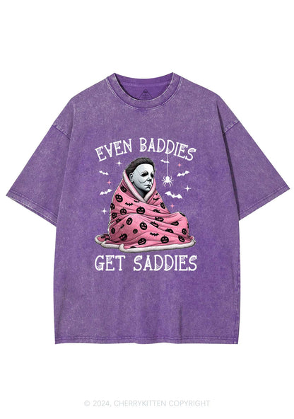 Halloween Baddies Get Saddies Y2K Washed Tee Cherrykitten