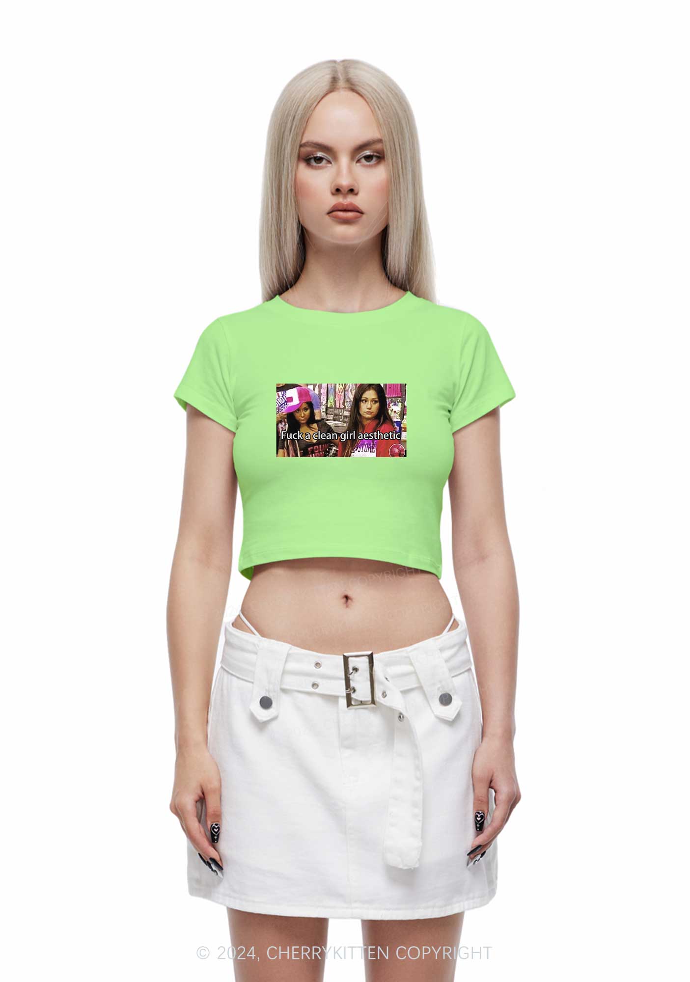 Clean Girl Aesthetic Y2K Baby Tee Cherrykitten