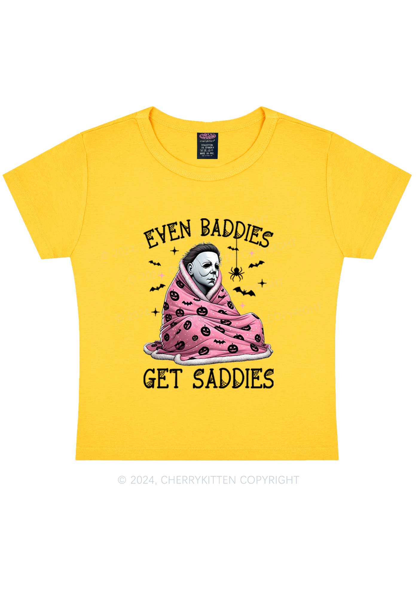 Halloween Baddies Get Saddies Y2K Baby Tee Cherrykitten