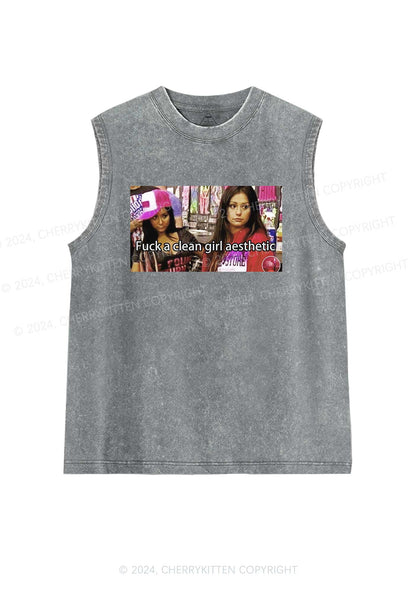 Clean Girl Aesthetic Y2K Washed Tank Cherrykitten