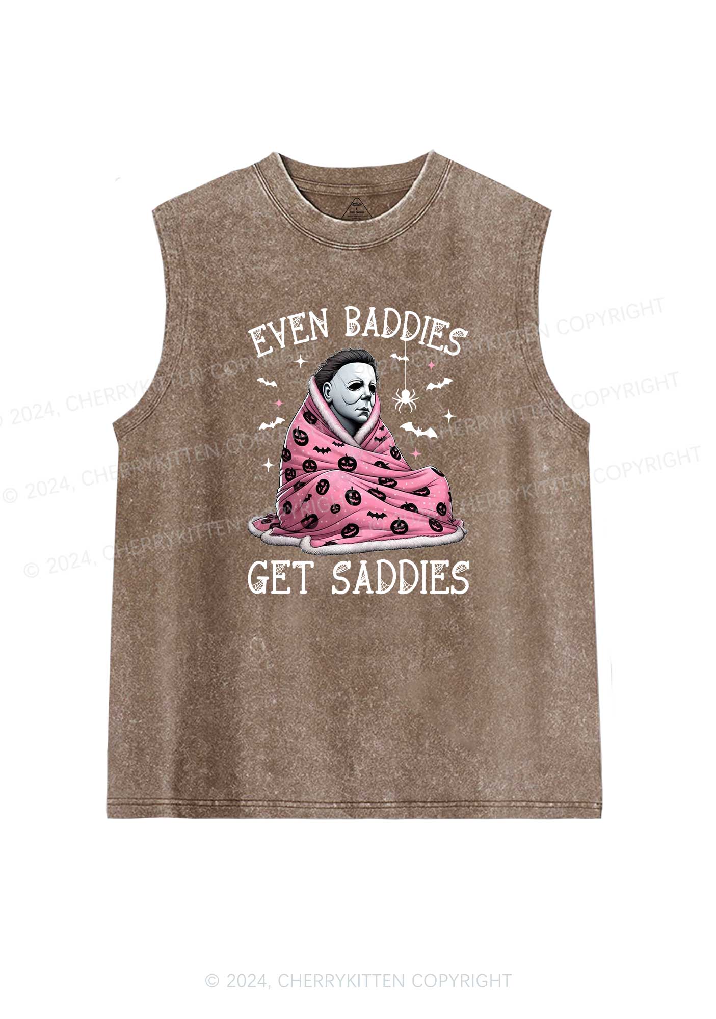 Halloween Baddies Get Saddies Y2K Washed Tank Cherrykitten