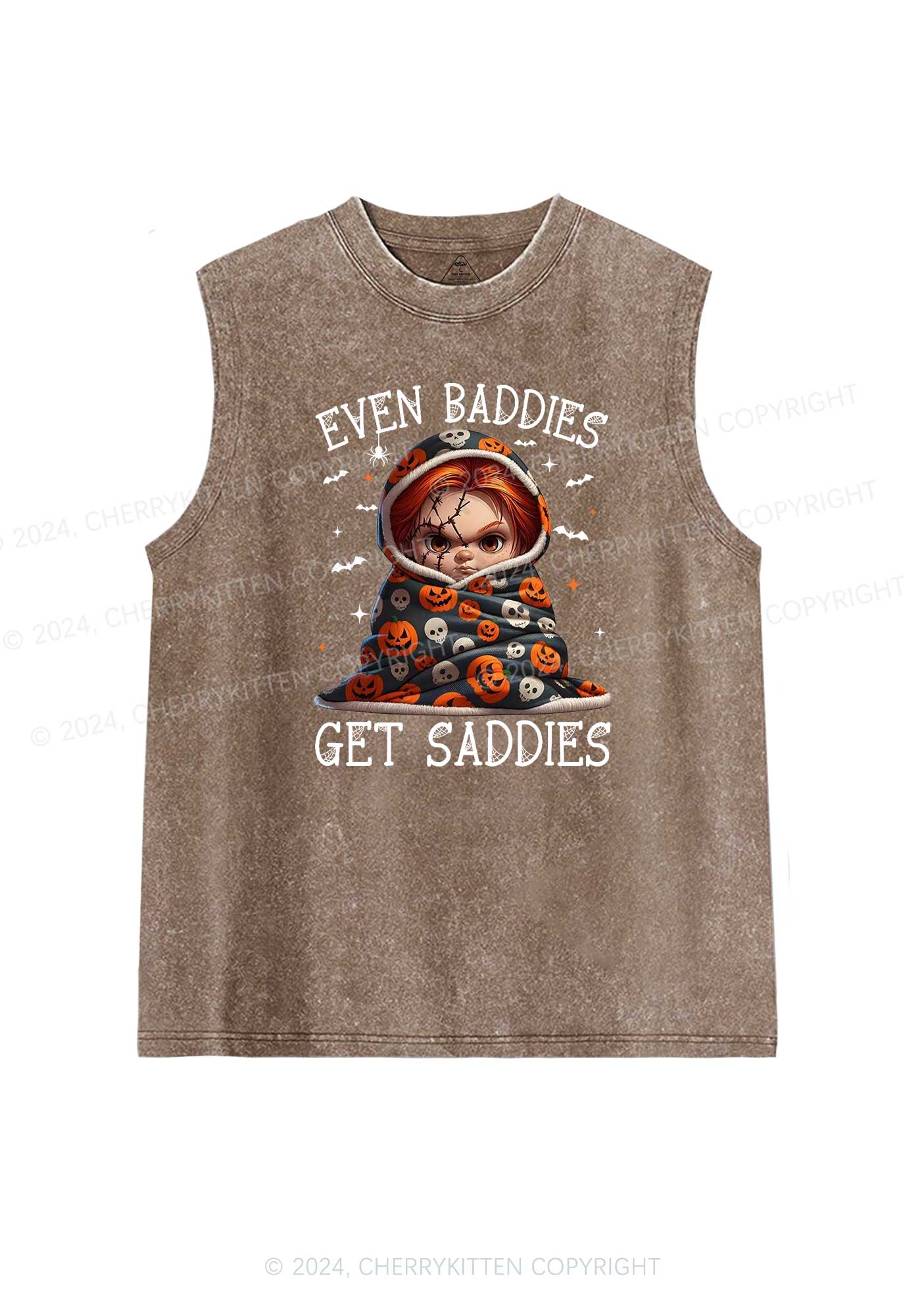 Halloween Baddies Pumpkin Y2K Washed Tank Cherrykitten