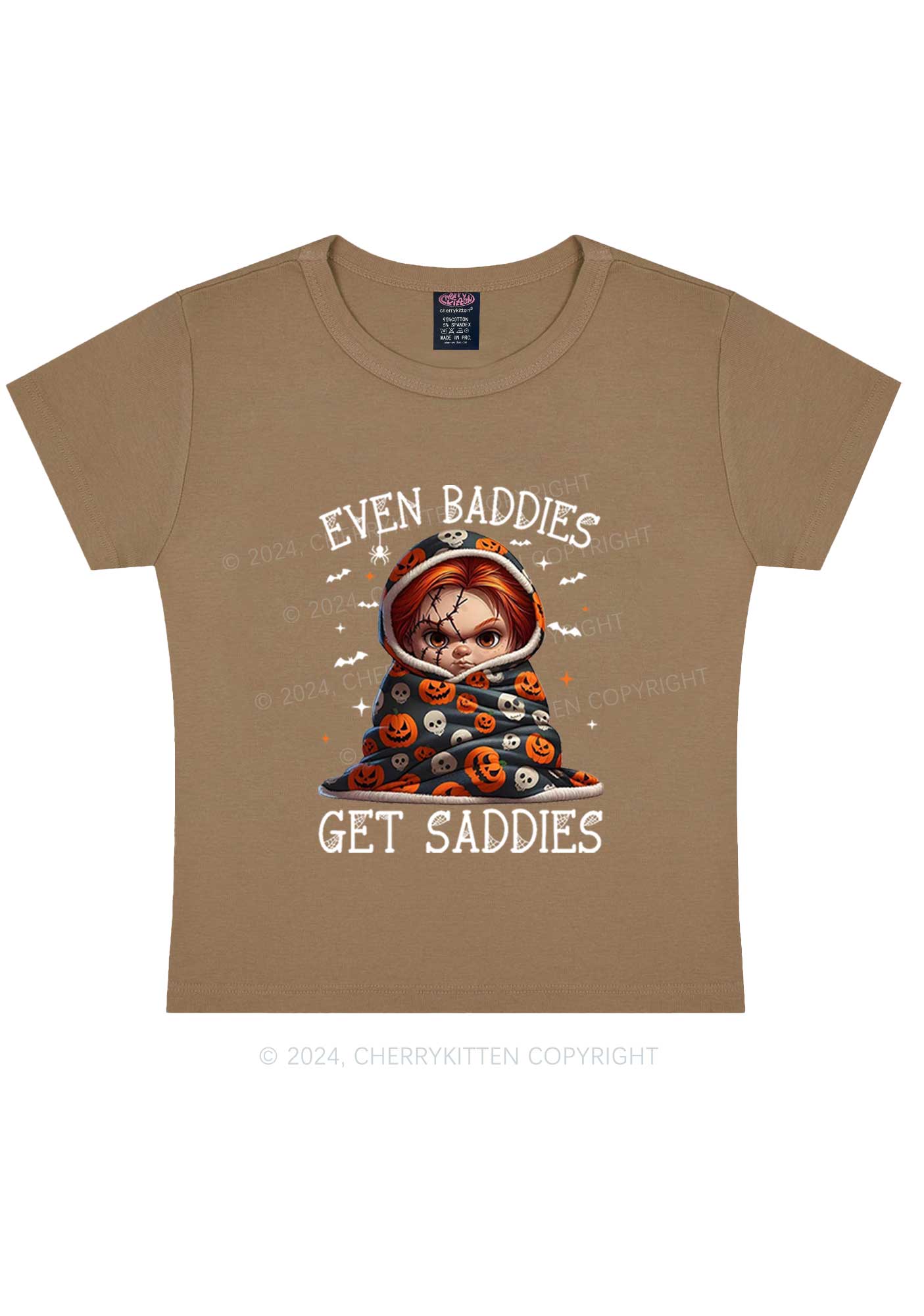 Halloween Baddies Pumpkin Y2K Baby Tee Cherrykitten