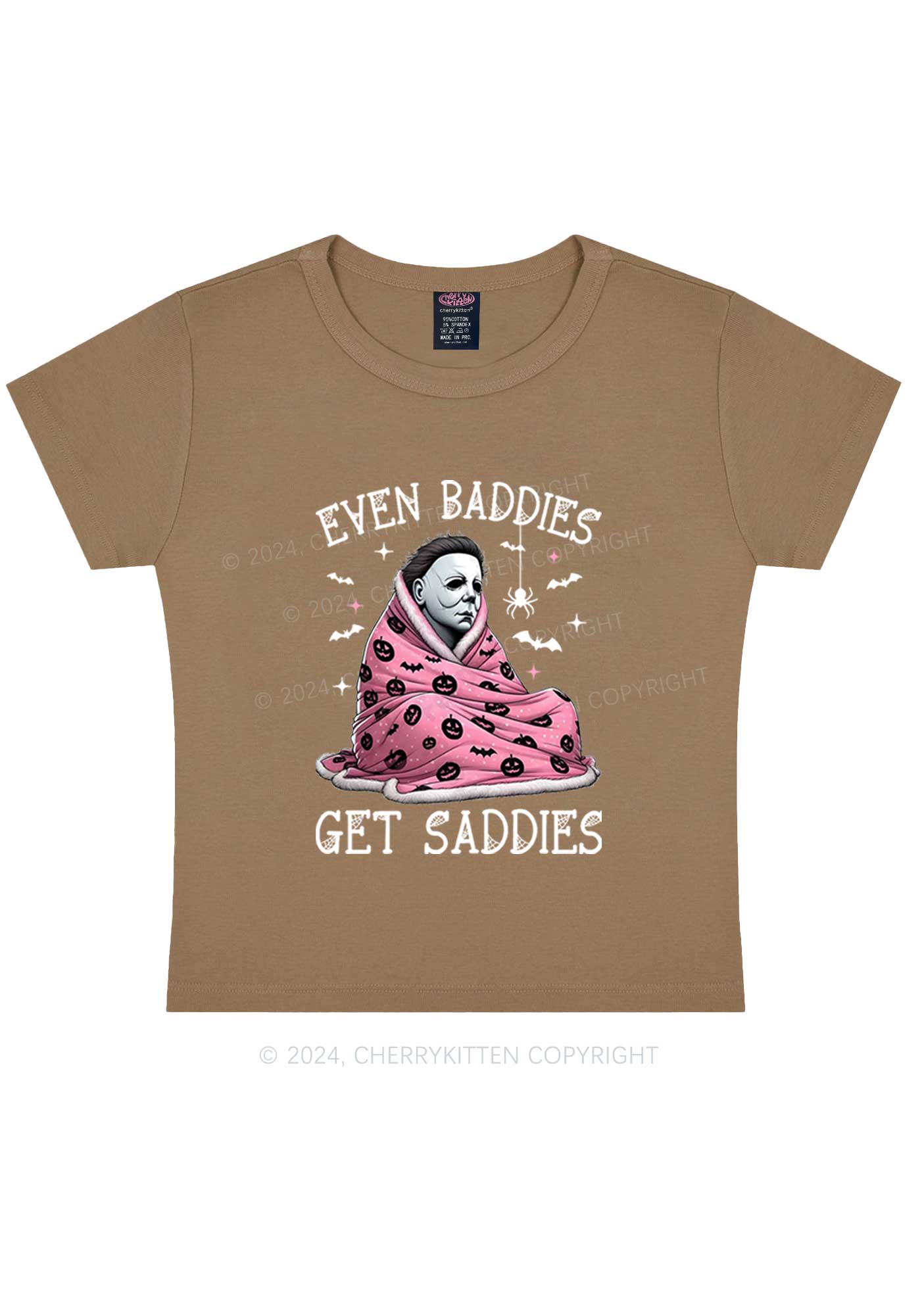 Halloween Baddies Get Saddies Y2K Baby Tee Cherrykitten