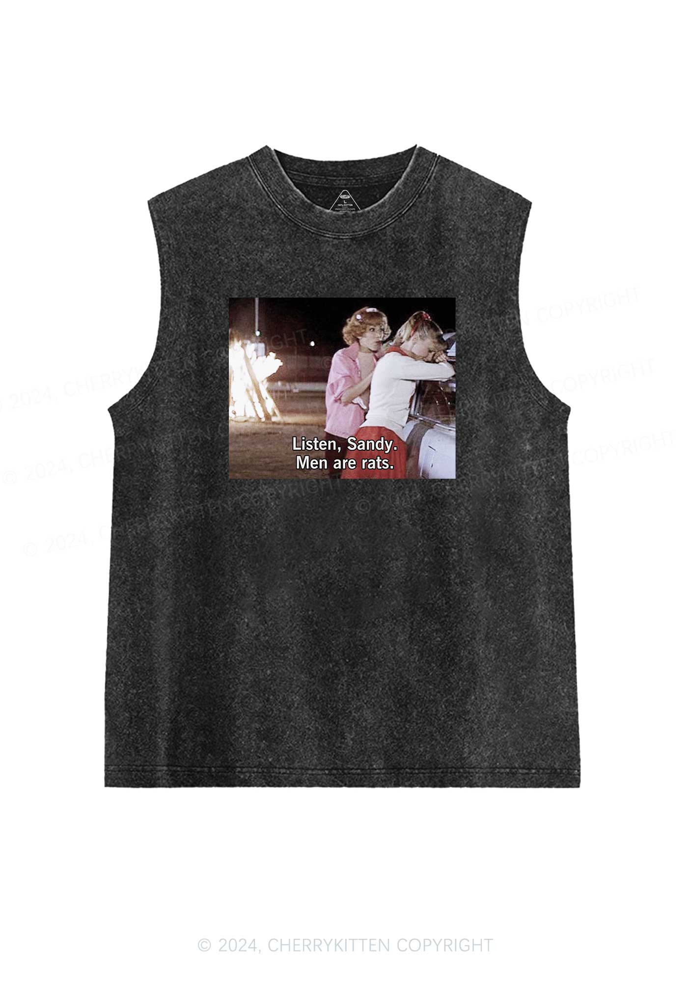 Men Are Rats Y2K Washed Tank Cherrykitten