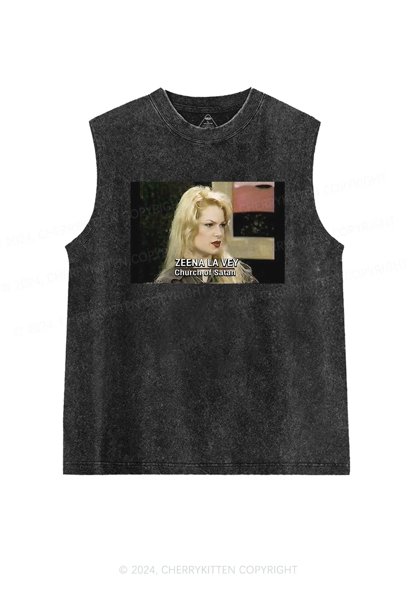 Church Of Satan Y2K Washed Tank Cherrykitten