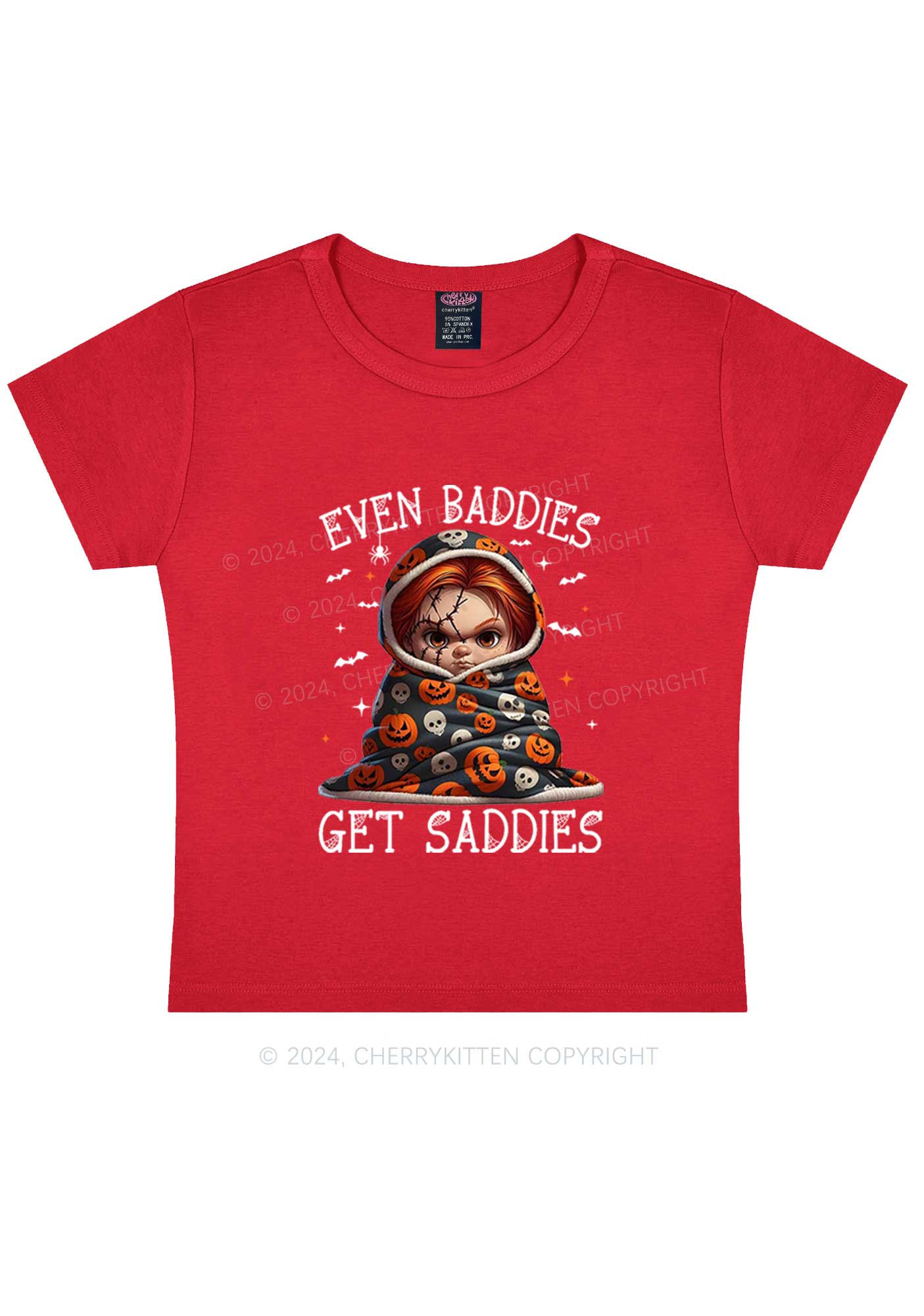 Halloween Baddies Pumpkin Y2K Baby Tee Cherrykitten