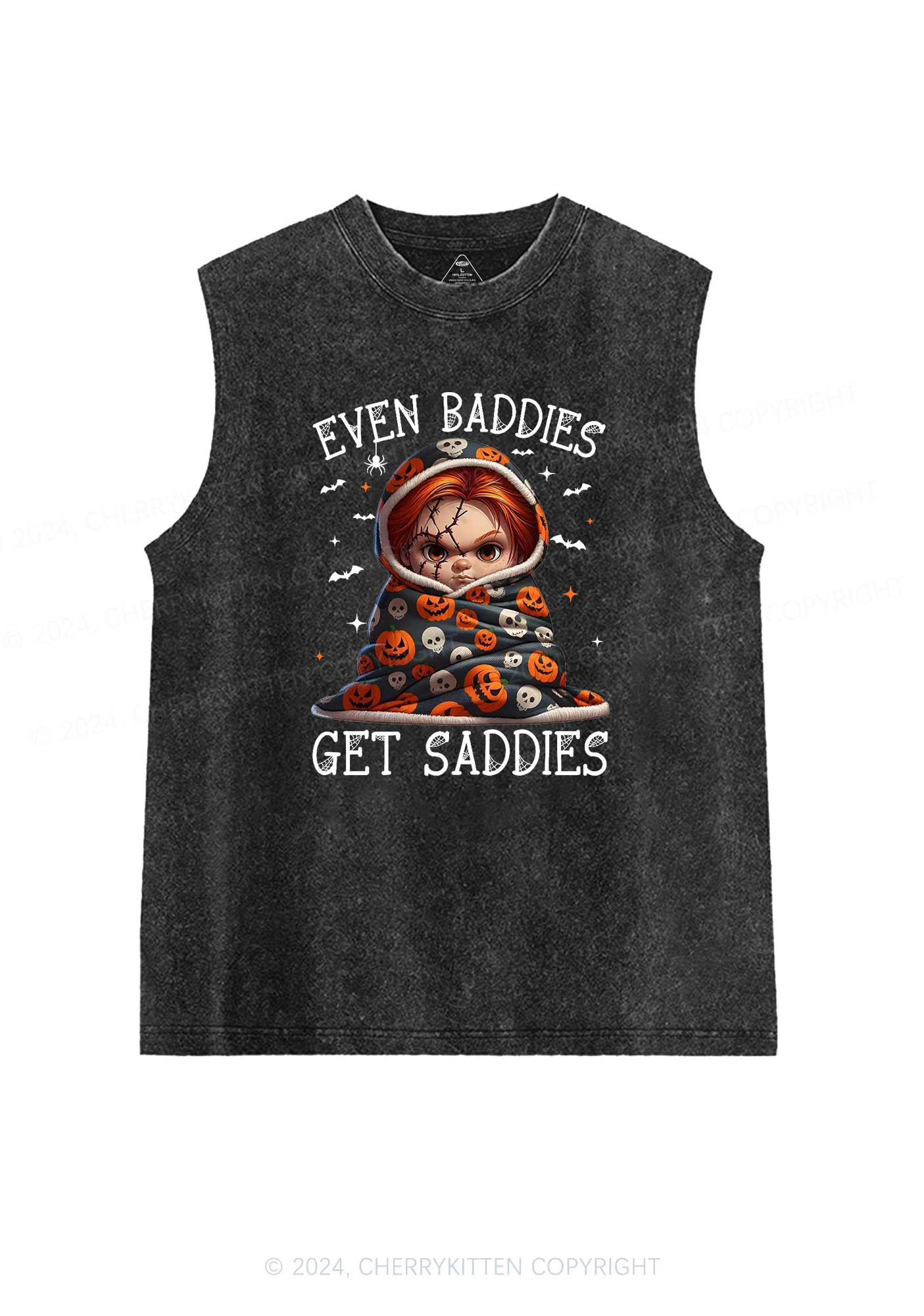 Halloween Baddies Pumpkin Y2K Washed Tank Cherrykitten