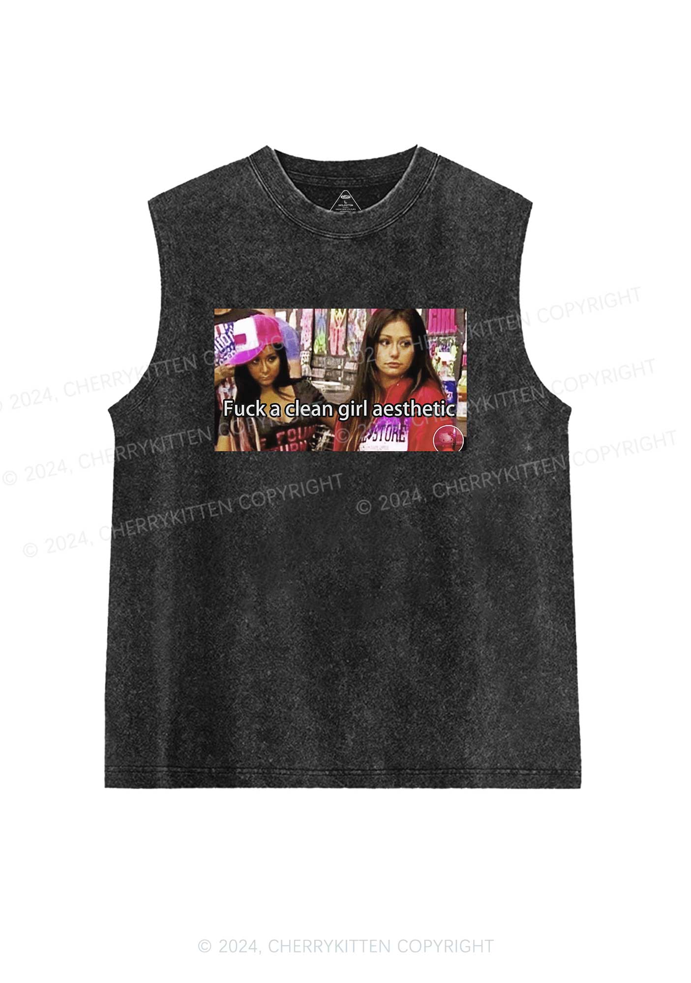 Clean Girl Aesthetic Y2K Washed Tank Cherrykitten