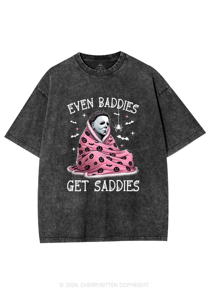 Halloween Baddies Get Saddies Y2K Washed Tee Cherrykitten