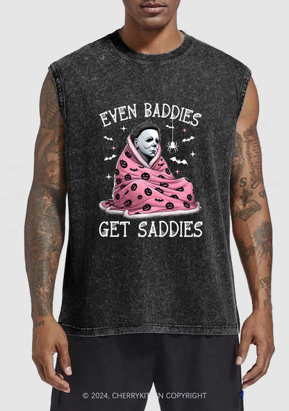 Halloween Baddies Get Saddies Y2K Washed Tank Cherrykitten