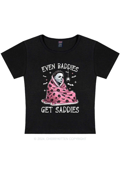 Halloween Baddies Get Saddies Y2K Baby Tee Cherrykitten