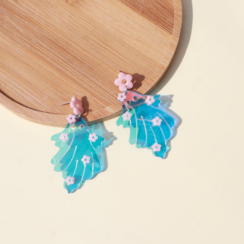 Laser Colorful Flower Halloween Ghost Earrings