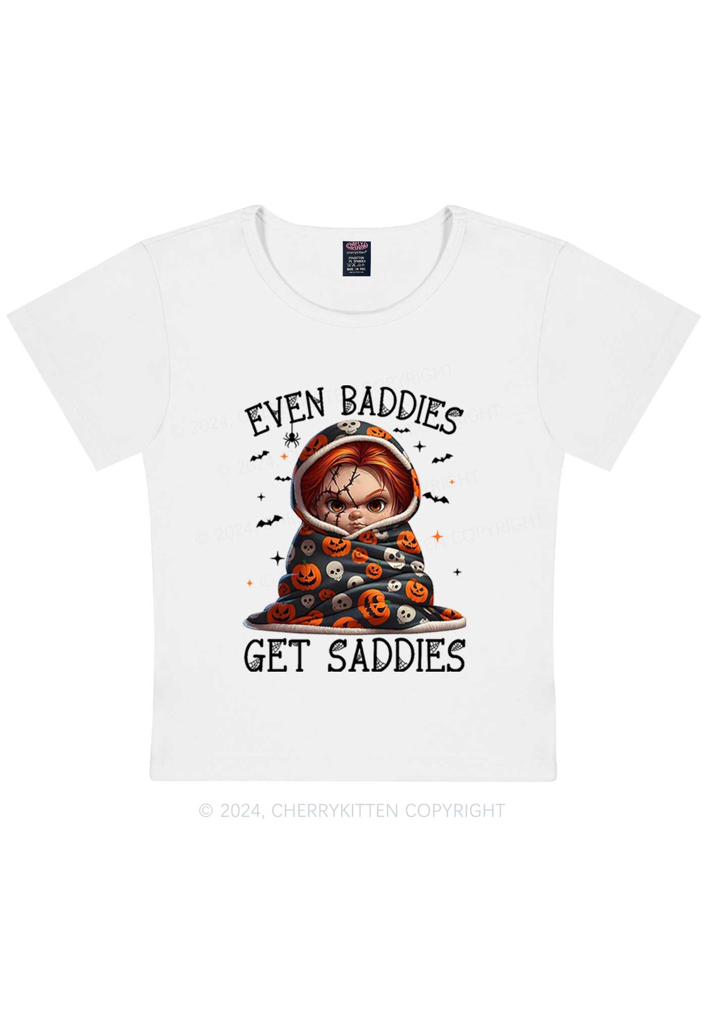 Halloween Baddies Pumpkin Y2K Baby Tee Cherrykitten