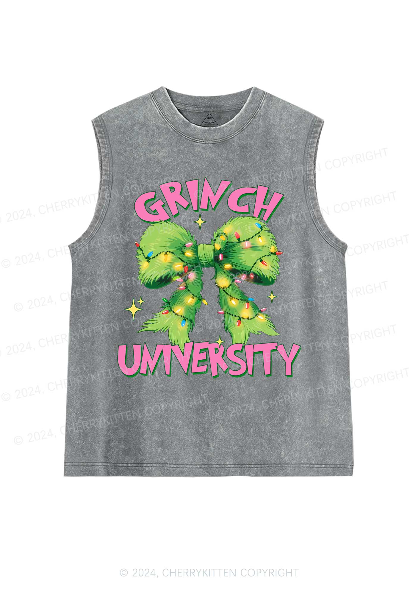 Christmas Green University Y2K Washed Tank Cherrykitten