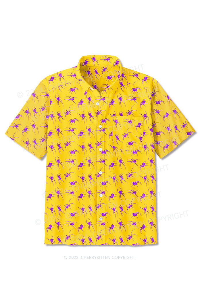 Yellow Spider Y2K Print Shirts Cherrykitten