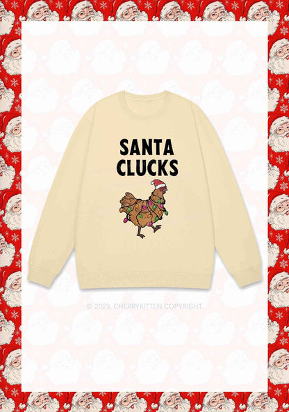 Santa Hat Clucks Christmas Y2K Sweatshirt Cherrykitten