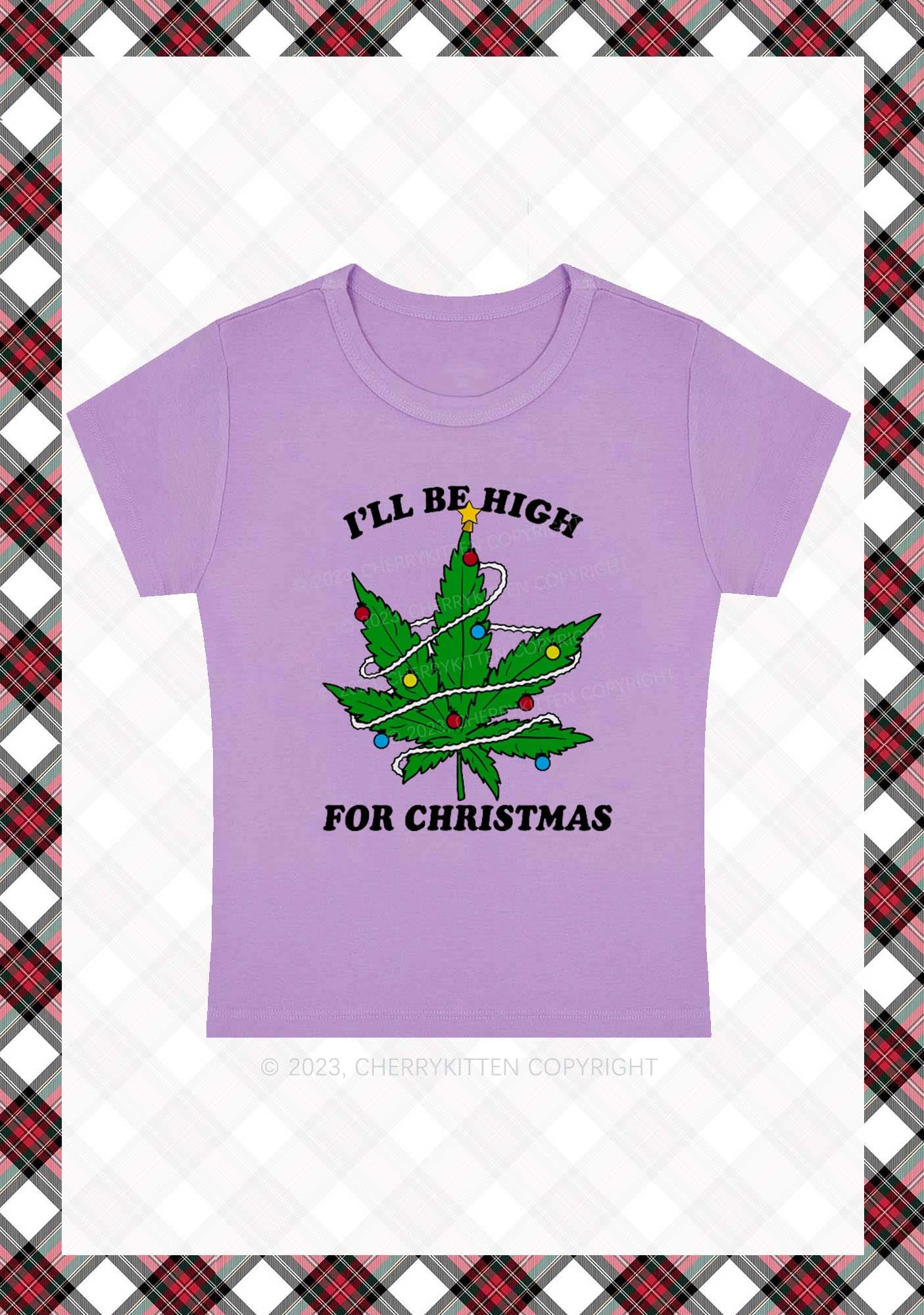 I'll Be High Christmas Y2K Baby Tee Cherrykitten