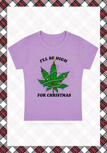 I'll Be High Christmas Y2K Baby Tee Cherrykitten