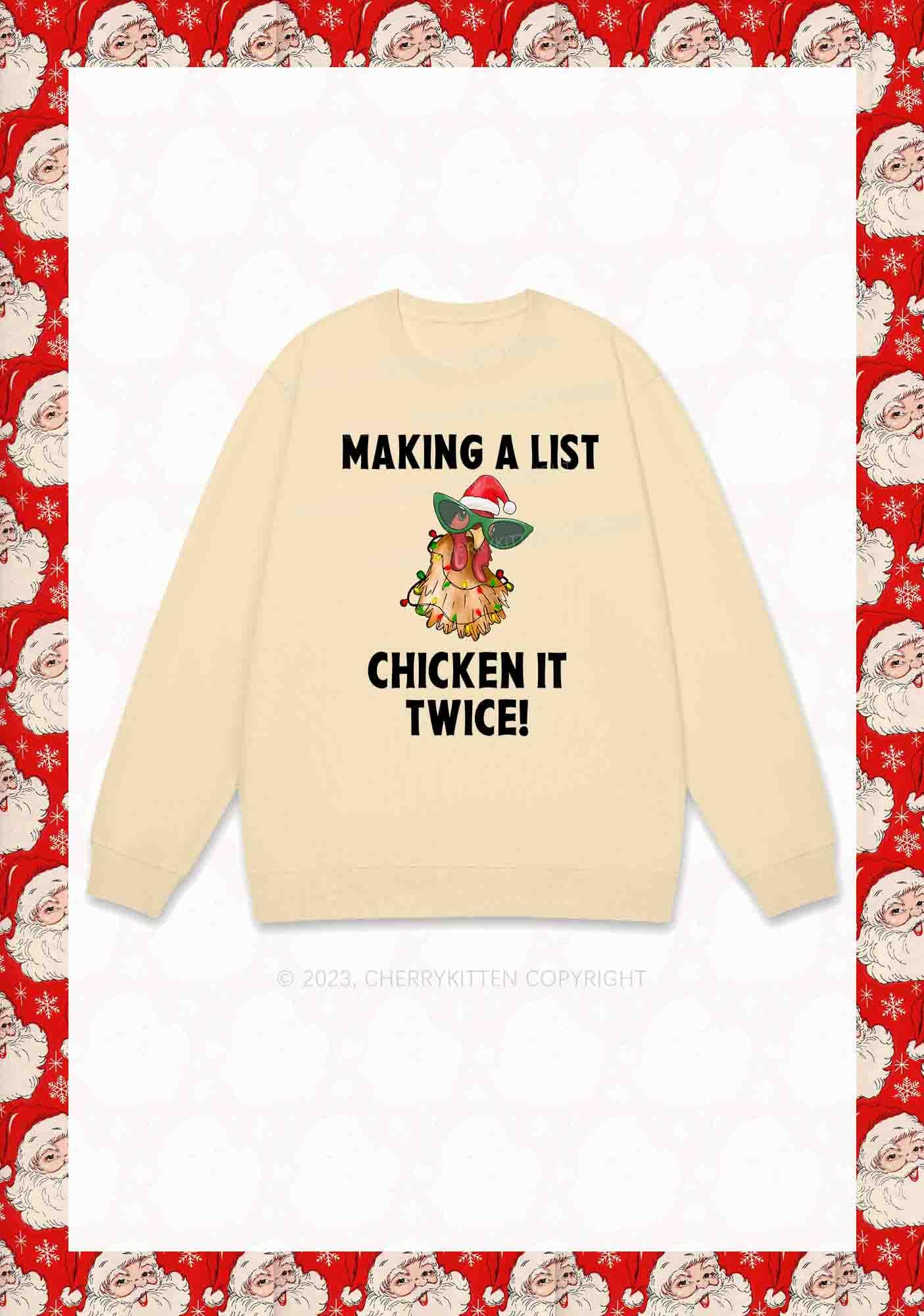 Chicken It Twice Christmas Y2K Sweatshirt Cherrykitten