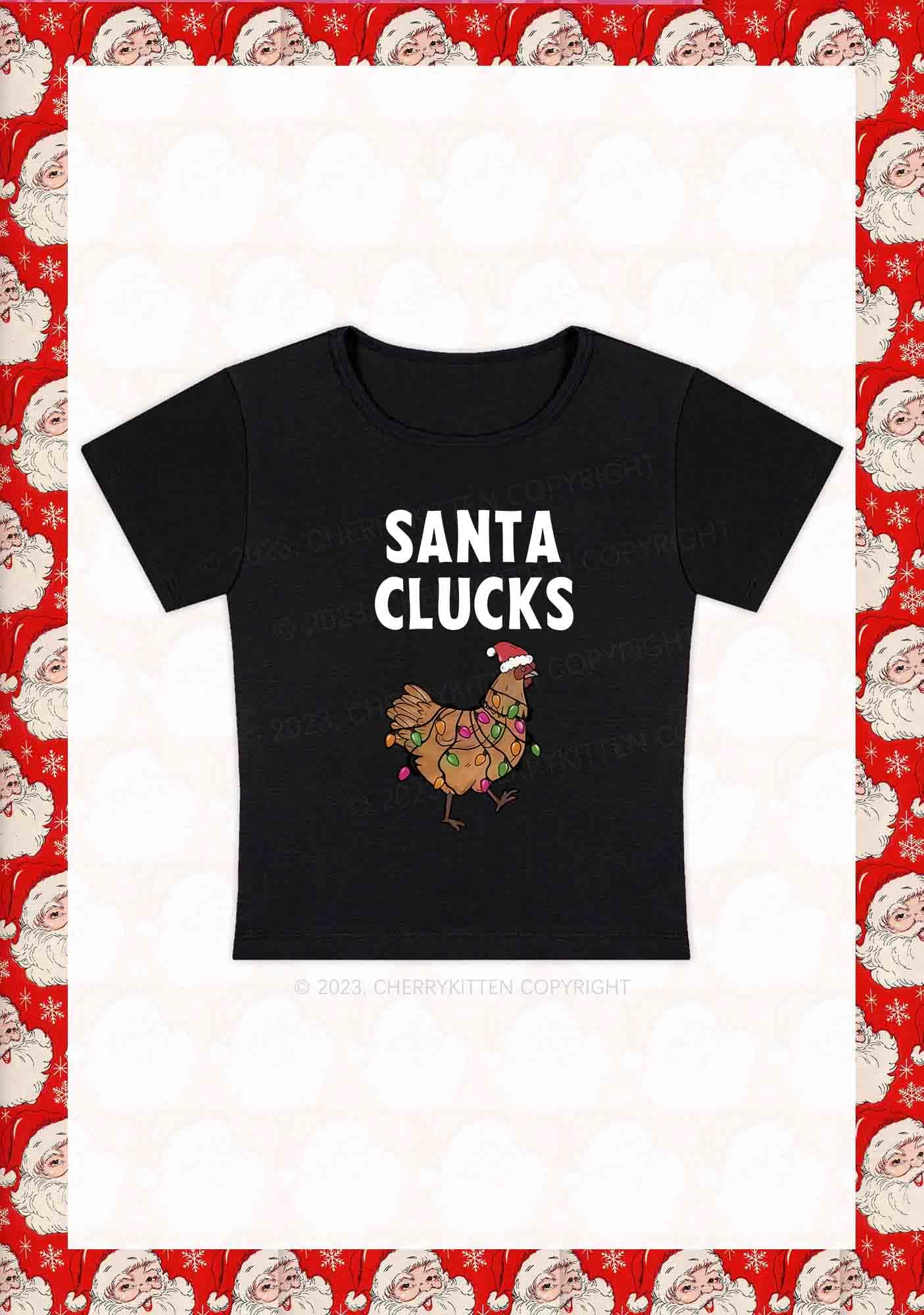 Santa Hat Clucks Christmas Y2K Baby Tee Cherrykitten