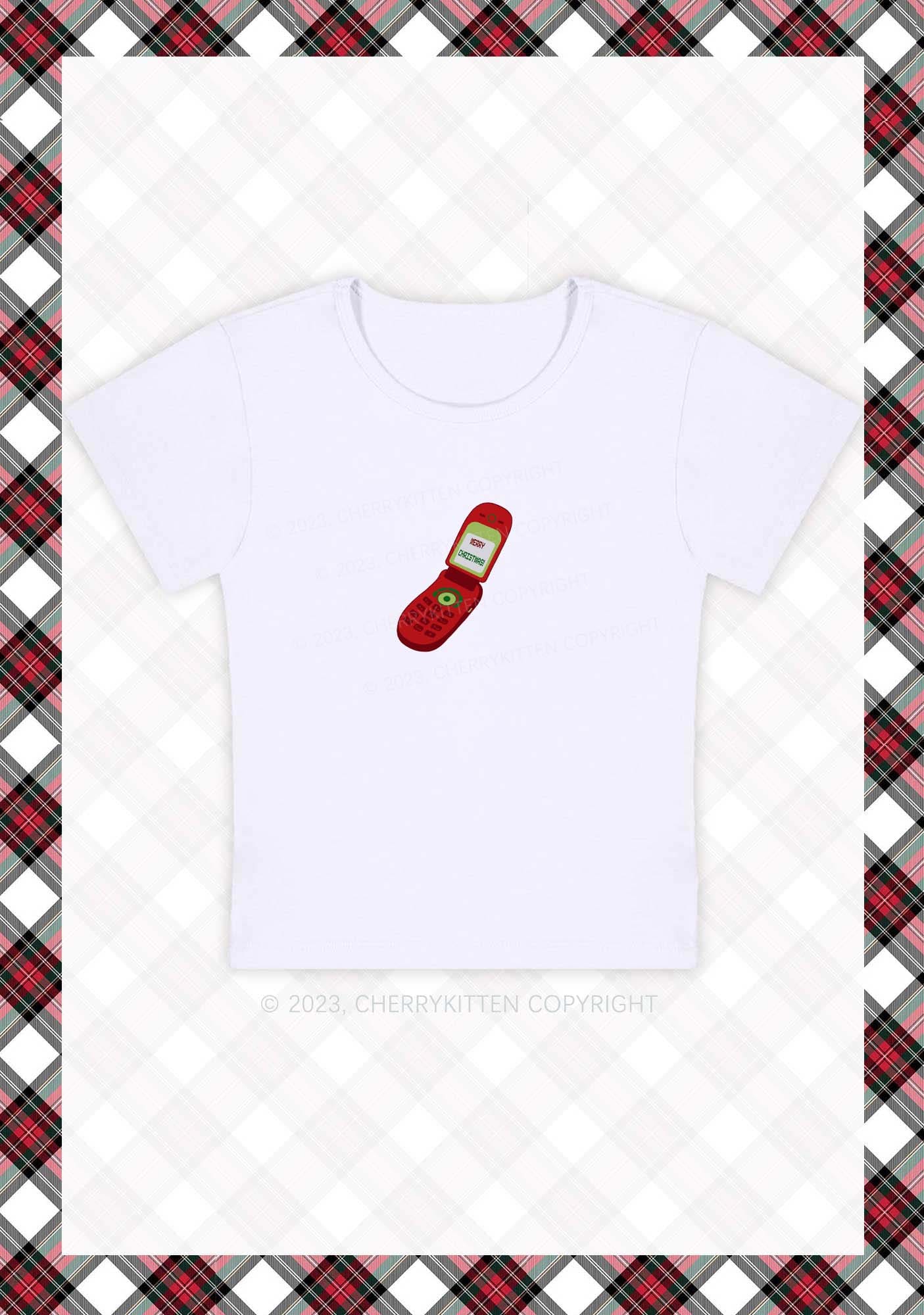 Merry Christmas Cell Phone Baby Tee Cherrykitten