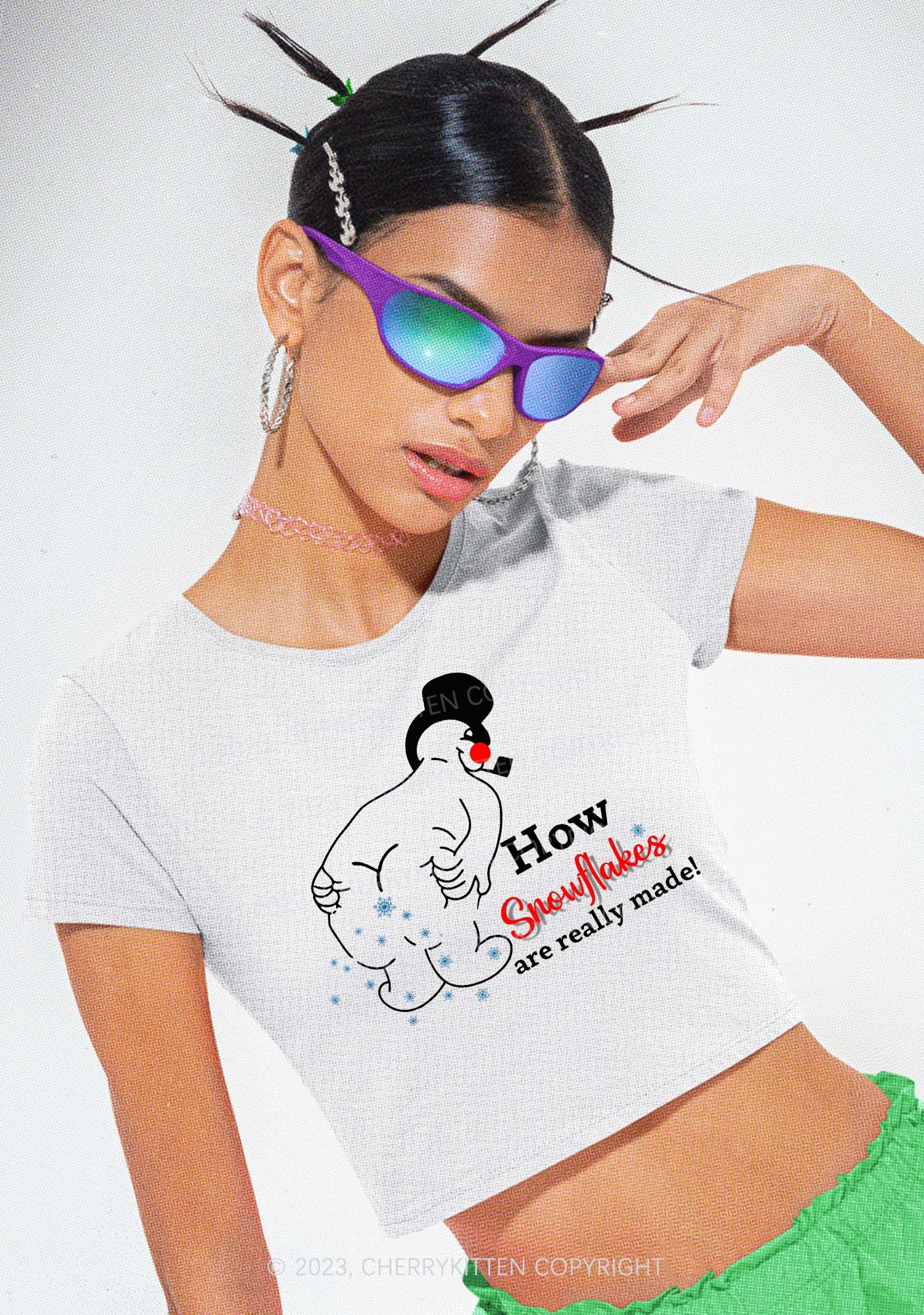 How Snowflakes Are Really Made Christmas Y2K Baby Tee Cherrykitten