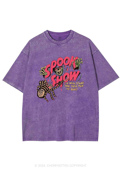 Halloween Spider Spook Show Y2K Washed Tee Cherrykitten