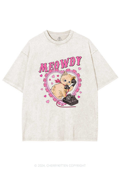 Meowdy Cat Y2K Valentine's Day Washed Tee Cherrykitten