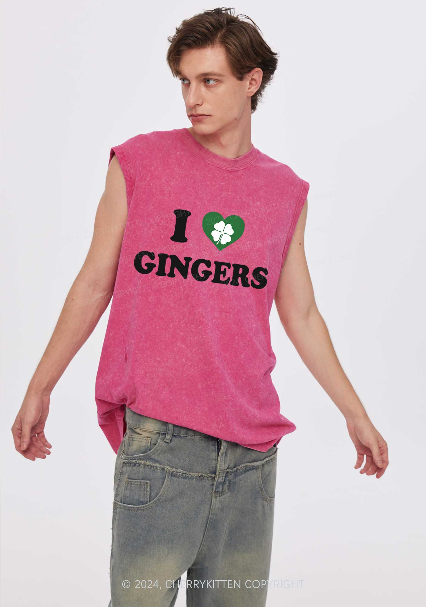 I Love Gingers St Patricks Y2K Washed Tank Cherrykitten