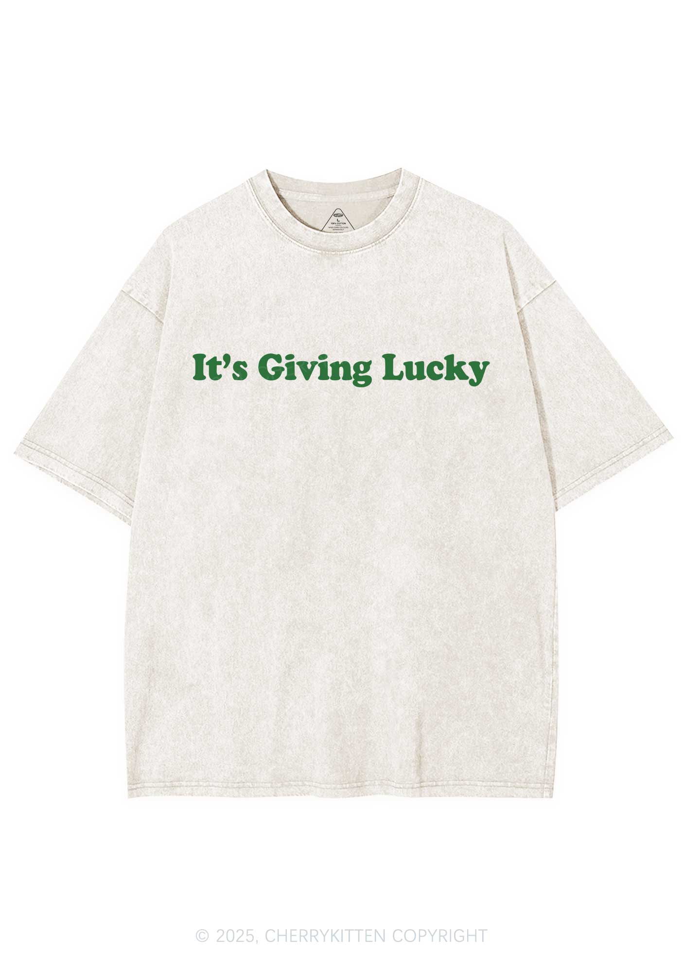 Its Giving Lucky St Patricks Y2K Washed Tee Cherrykitten