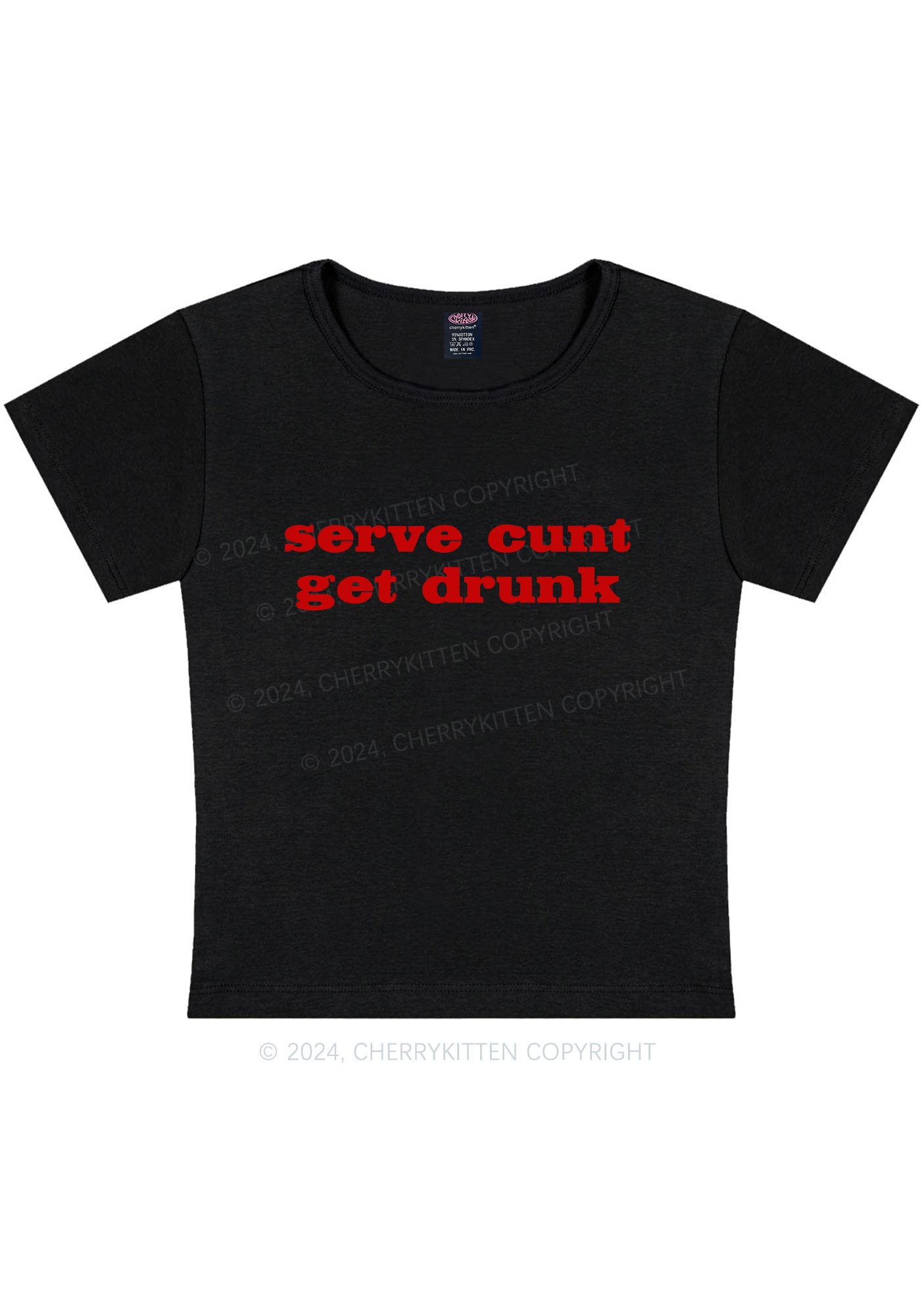 Serve Cxxt Get Drunk Y2K Baby Tee Cherrykitten