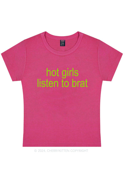 Hot Girls Listen To Brat Y2K Baby Tee Cherrykitten