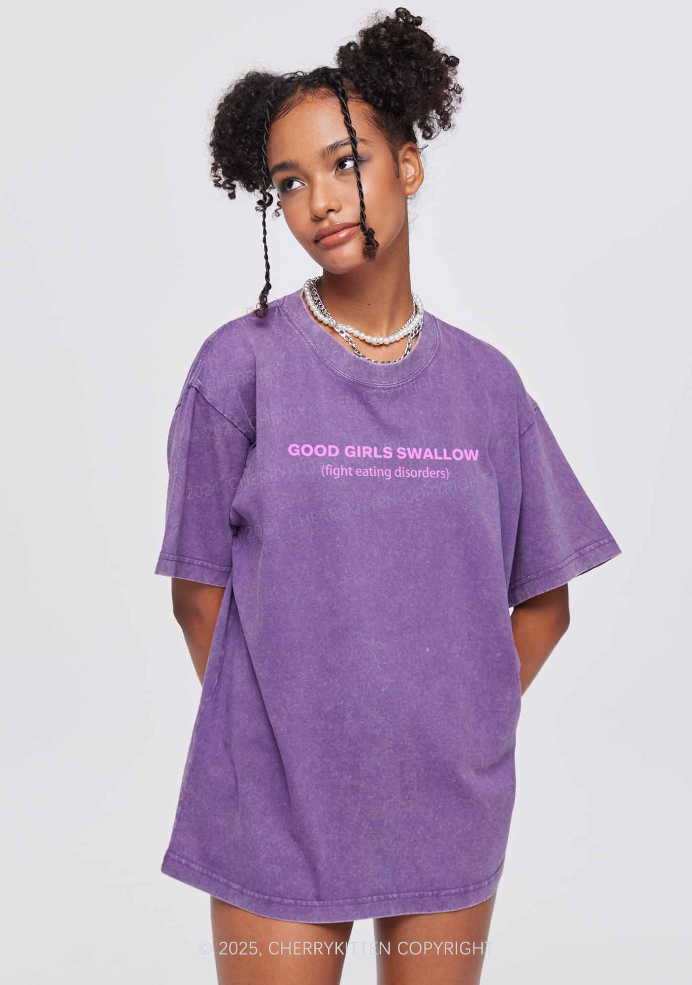 Good Girls Swallow Y2K Washed Tee Cherrykitten