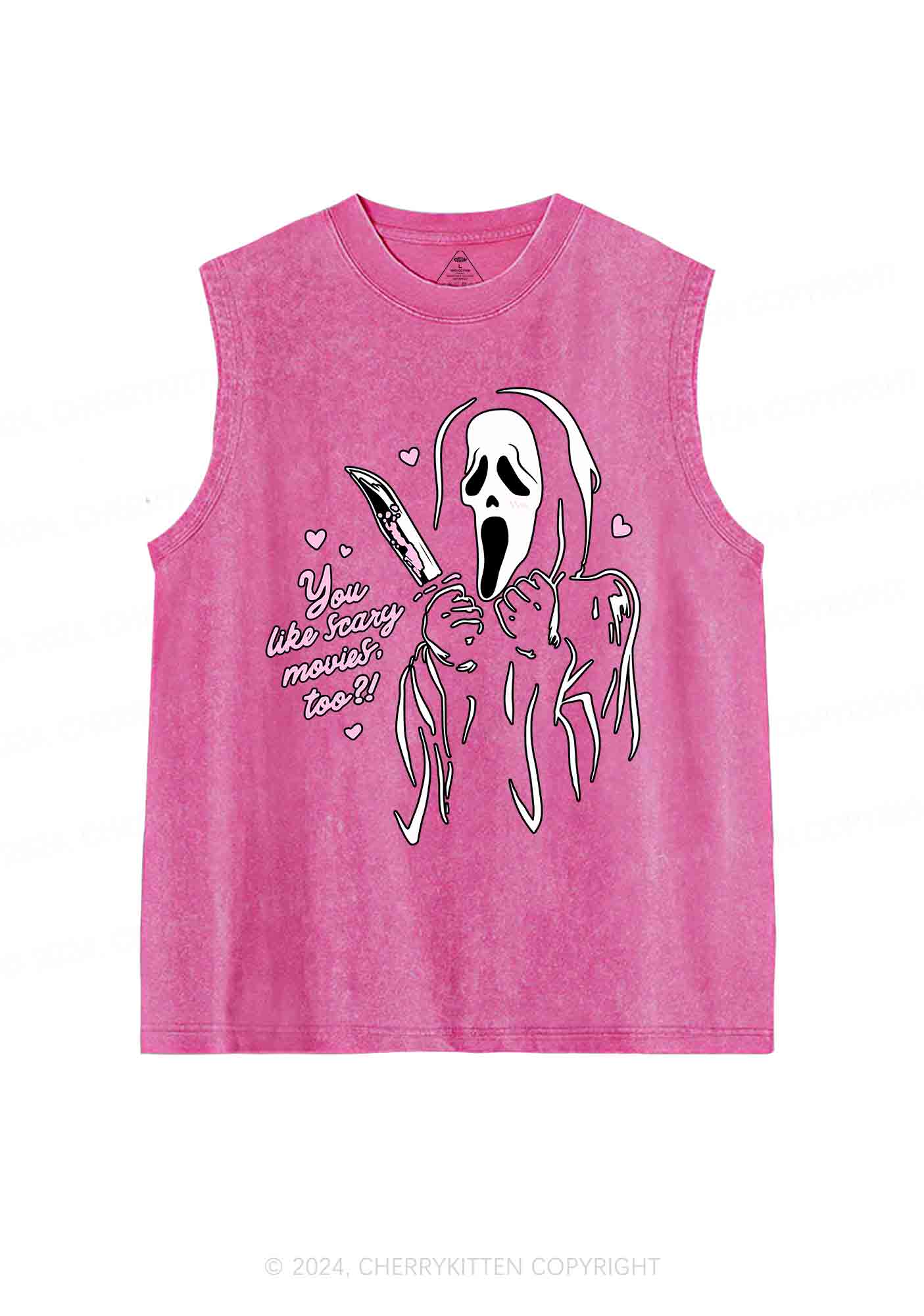 Halloween You Like Scary Movies Too Y2K Washed Tank Cherrykitten